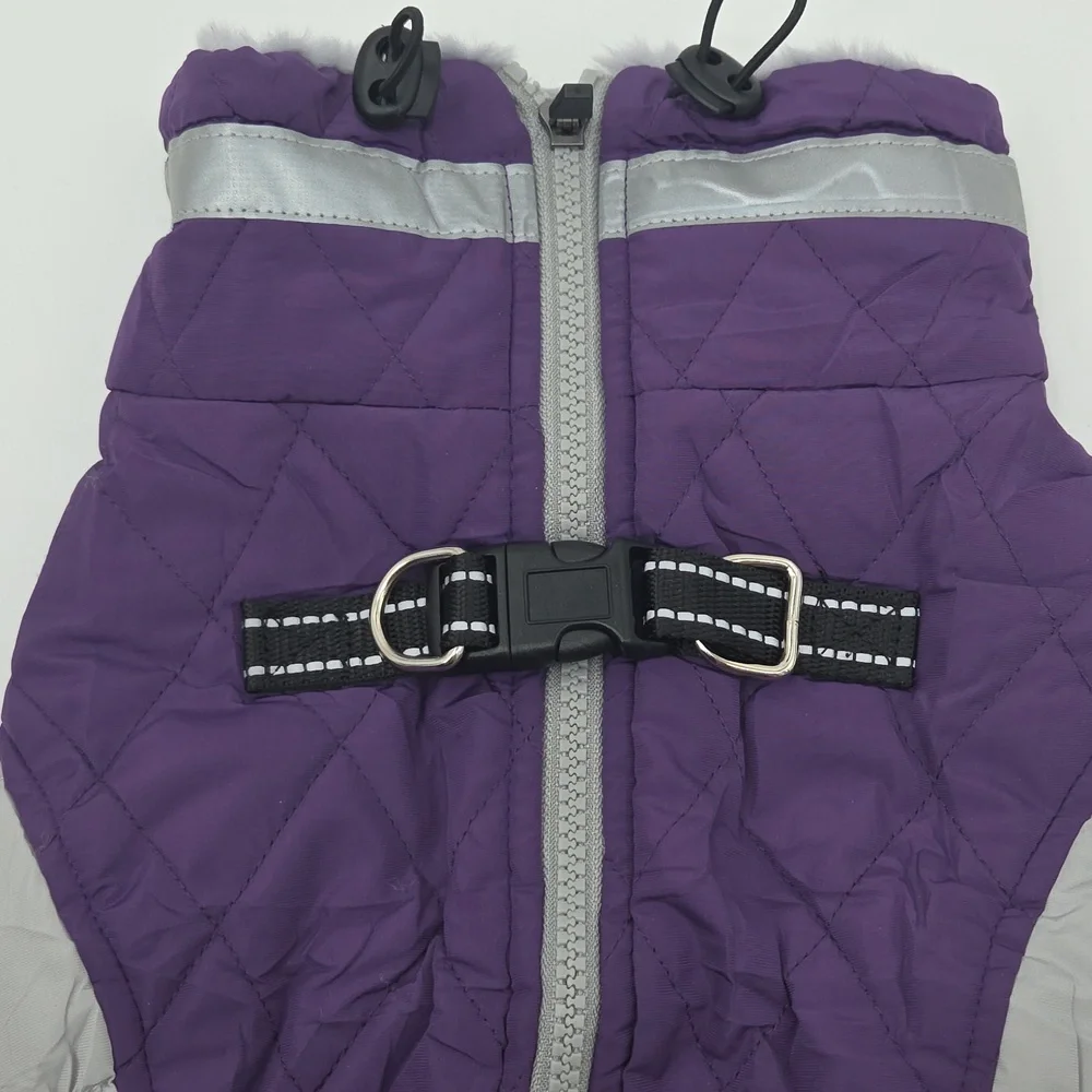 Purple and Gray Dog Jacket Medium NWOT